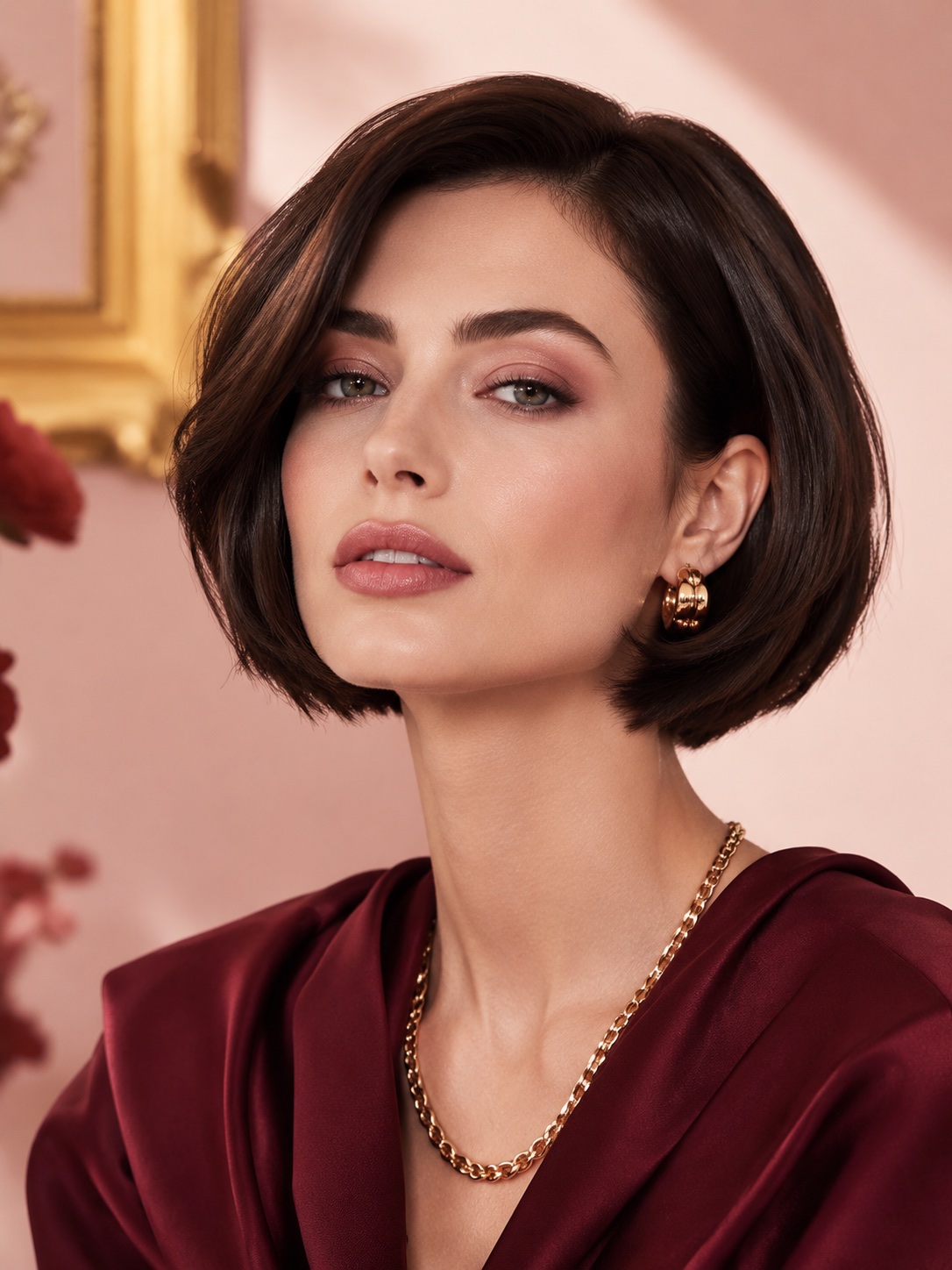 Chic glossy bob haircut