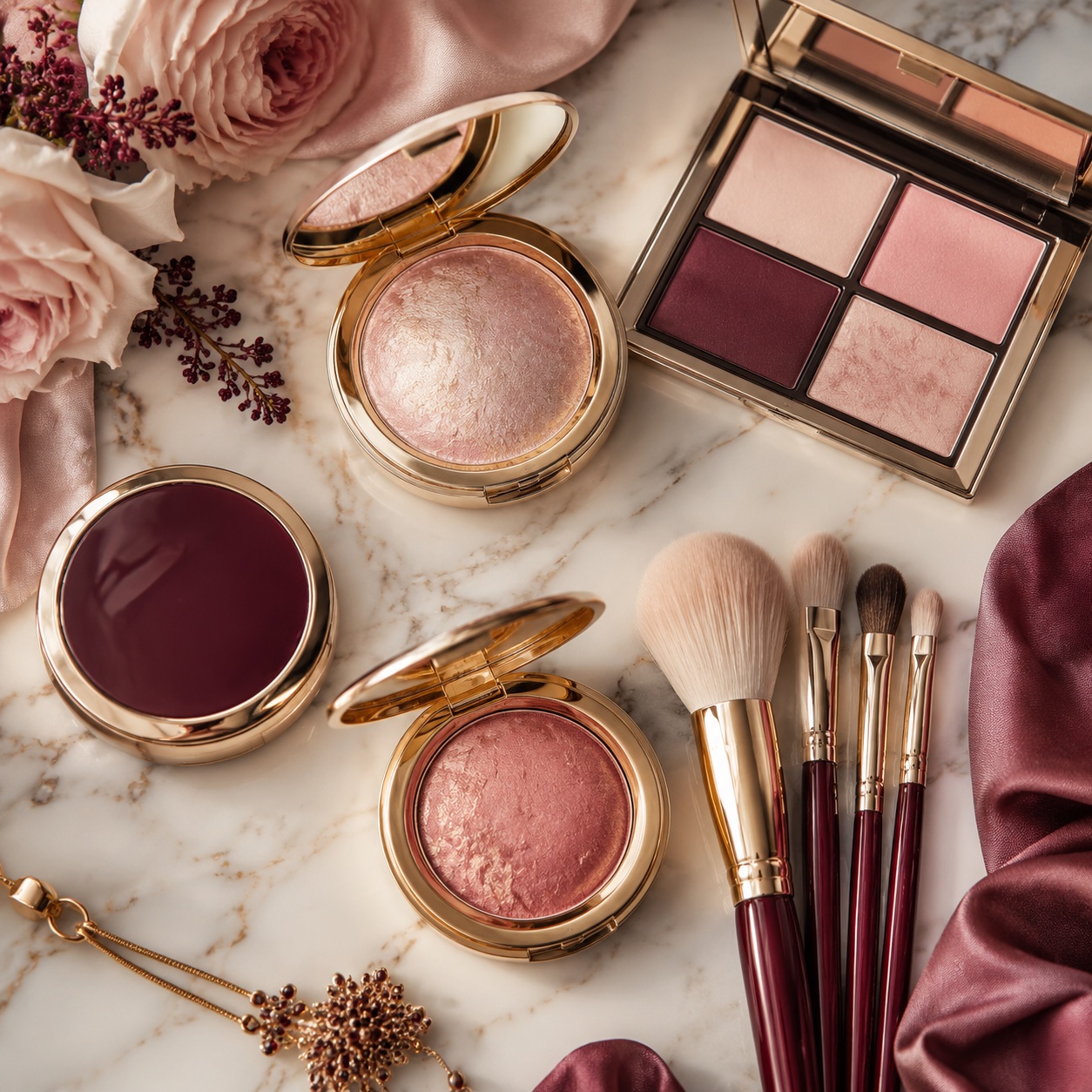 Luxury makeup brushes and palettes
